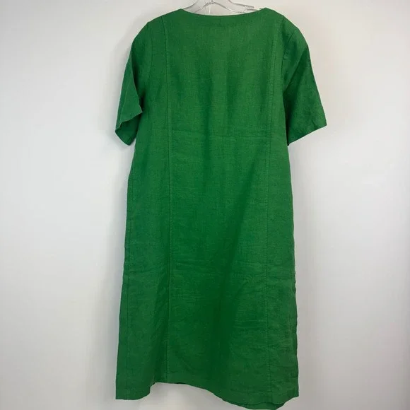 Seasalt Cornwall Painting Class Dress Green 100% Linen Midi Pocket Shift US 8 - Picture 11 of 14